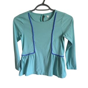 Tea Collection Pom Pom Knit Top Size 10 Long Sleeve Seafoam/Teal